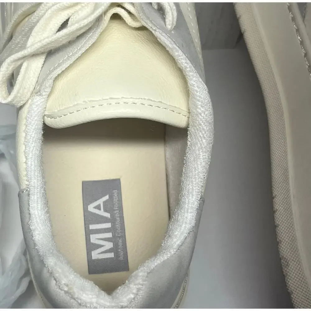 MIA Womens Platform Sneakers Shoes Sz 10 Gray Cream Lace Up Casual Color Block